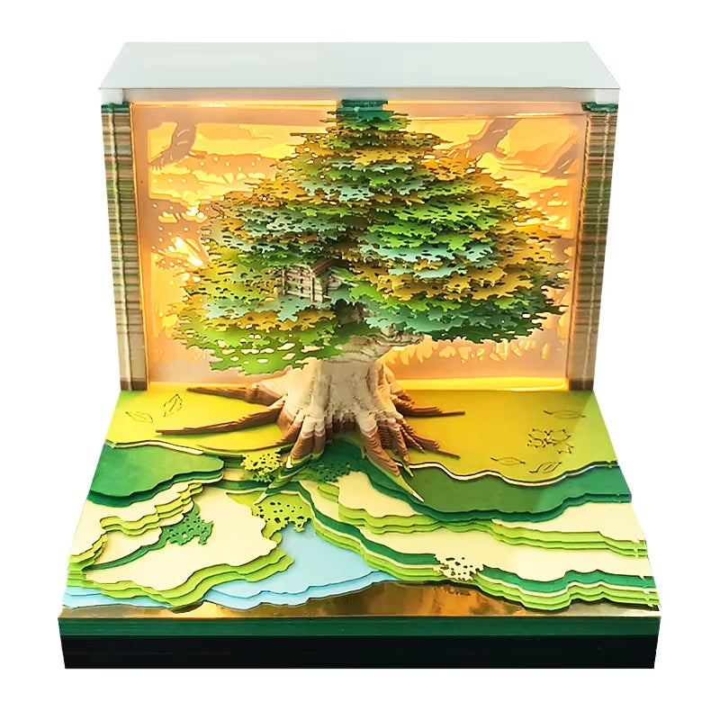 Elevate Your Workspace with the 2026 Sakura Treehouse 3D Memo Pad - Perfect Desktop Decor for Christmas and Birthdays!