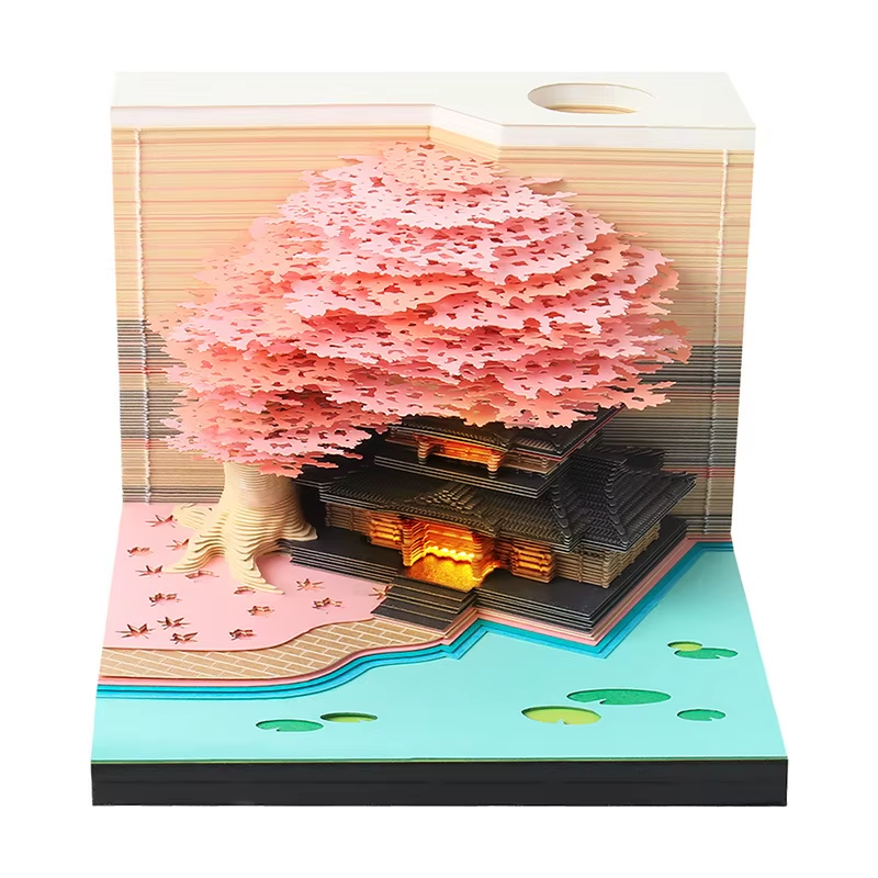 Elevate Your Workspace with the 2026 Sakura Treehouse 3D Memo Pad - Perfect Desktop Decor for Christmas and Birthdays!