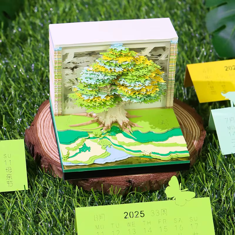 Elevate Your Workspace with the 2026 Sakura Treehouse 3D Memo Pad - Perfect Desktop Decor for Christmas and Birthdays!