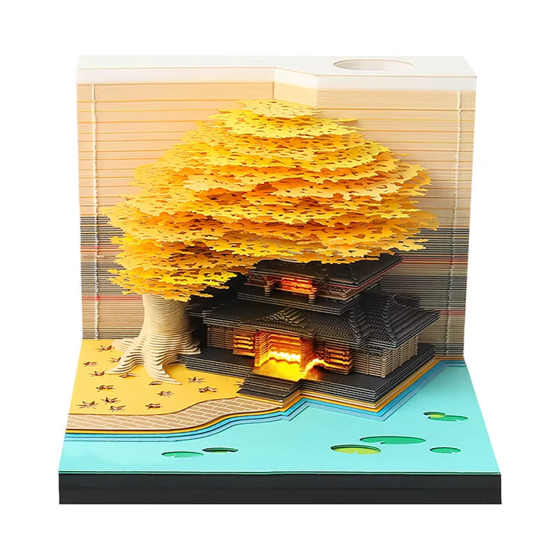 Elevate Your Workspace with the 2026 Sakura Treehouse 3D Memo Pad - Perfect Desktop Decor for Christmas and Birthdays!