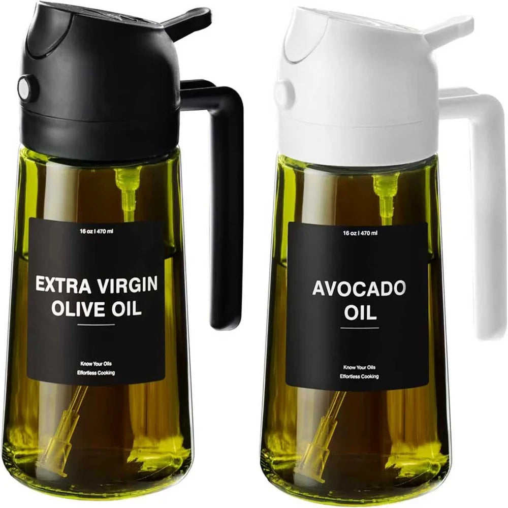2-in-1 Oil Spray Dispenser Bottle | Glass Kitchen Gadget | Pour & Spray