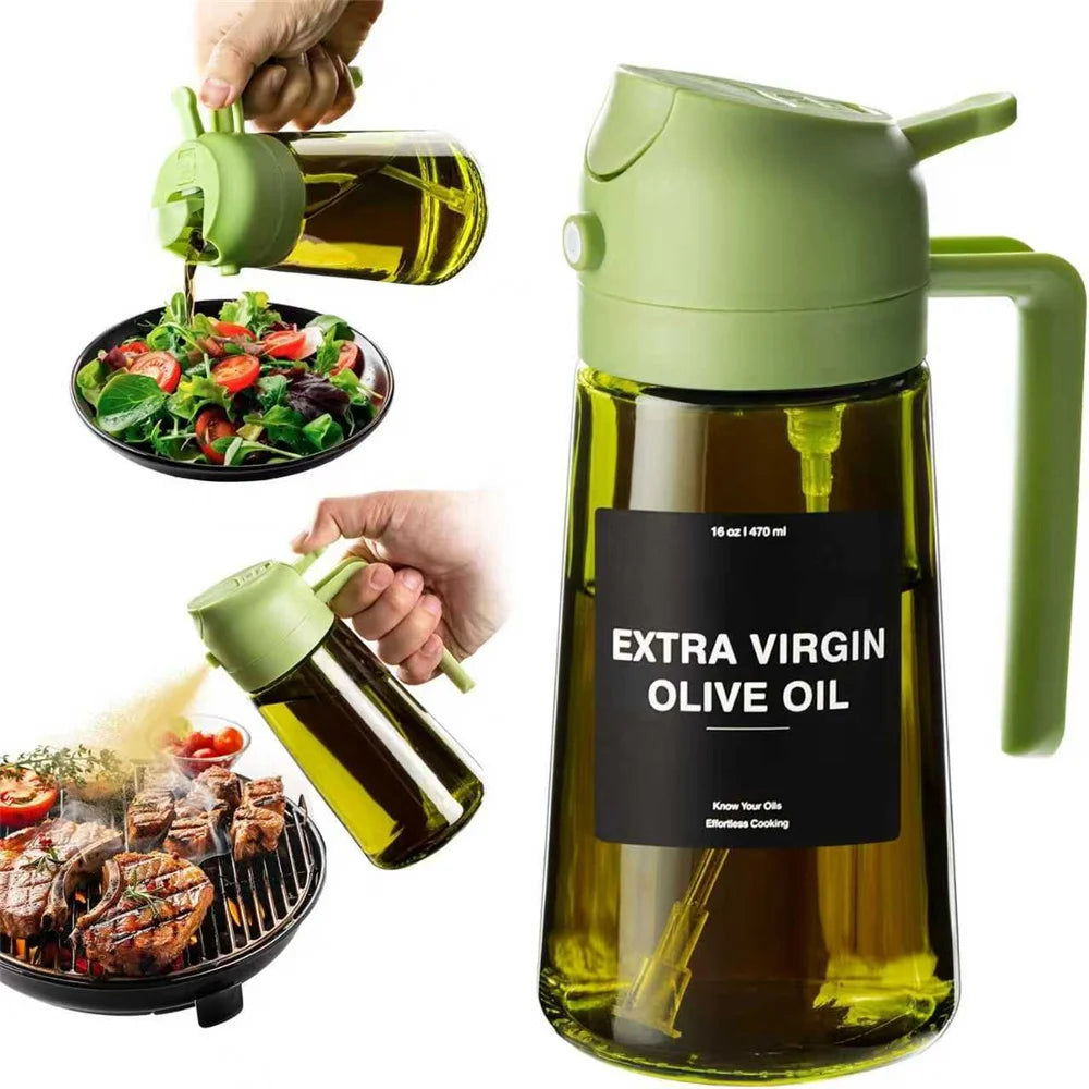 2-in-1 Oil Spray Dispenser Bottle | Glass Kitchen Gadget | Pour & Spray