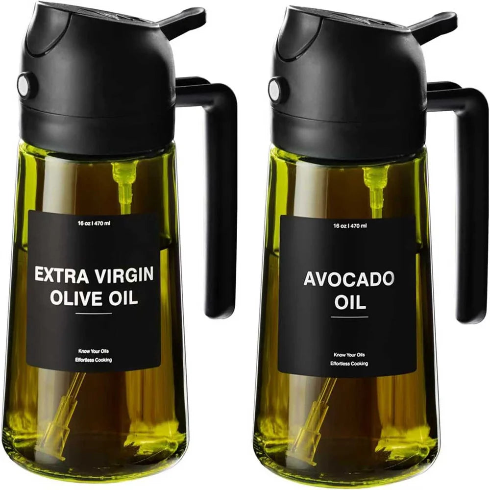 2-in-1 Oil Spray Dispenser Bottle | Glass Kitchen Gadget | Pour & Spray