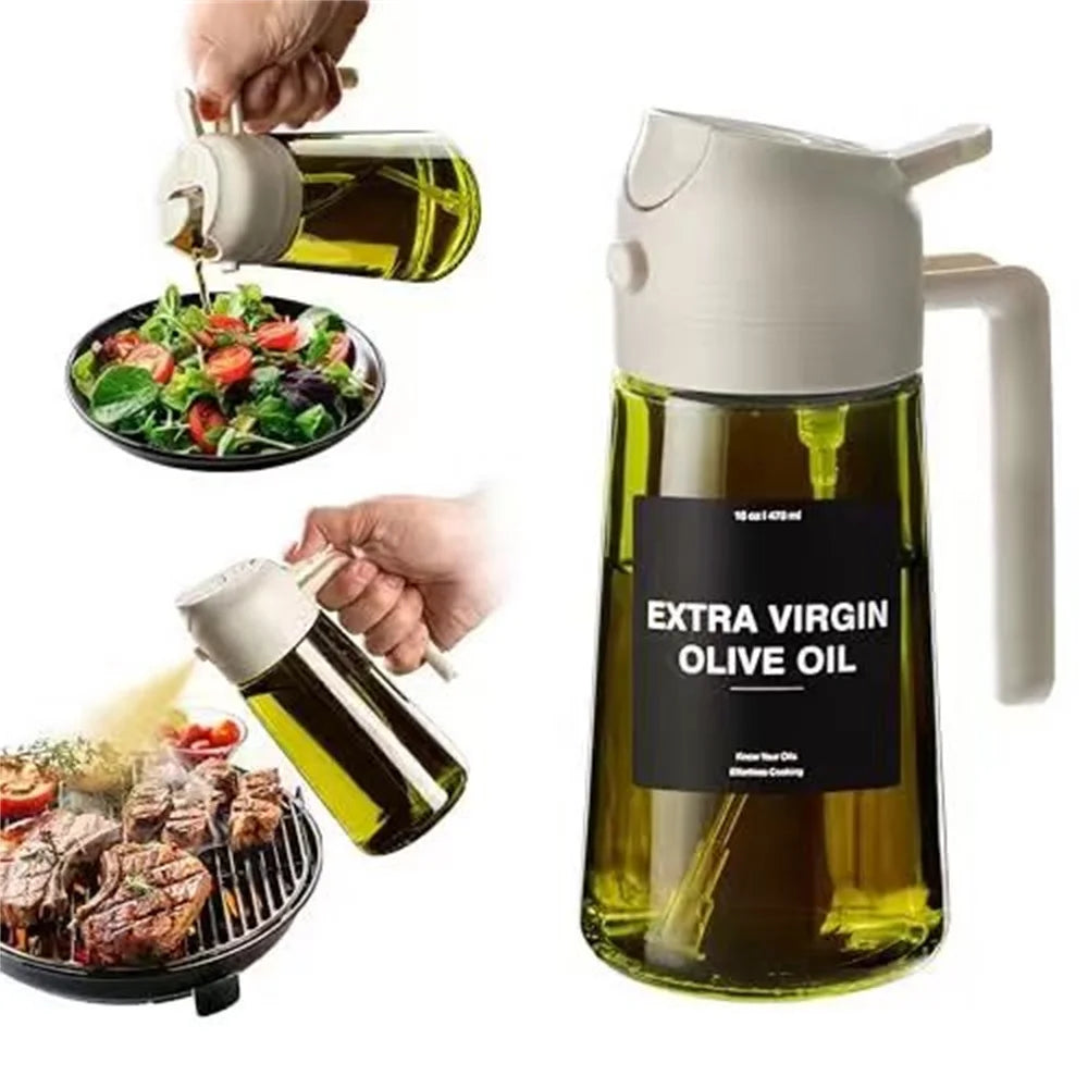 2-in-1 Oil Spray Dispenser Bottle | Glass Kitchen Gadget | Pour & Spray