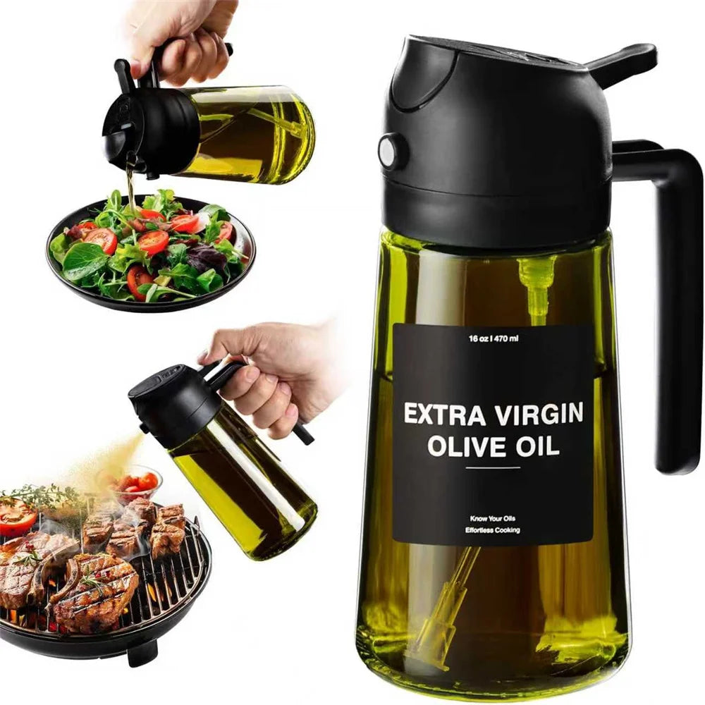 2-in-1 Oil Spray Dispenser Bottle | Glass Kitchen Gadget | Pour & Spray