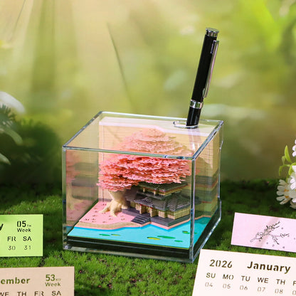 Illuminate Your Year with the Time Piece 2026 Desk Calendar - A Stunning 3D Memo Pad Gift with LED Light for Creative Inspiration