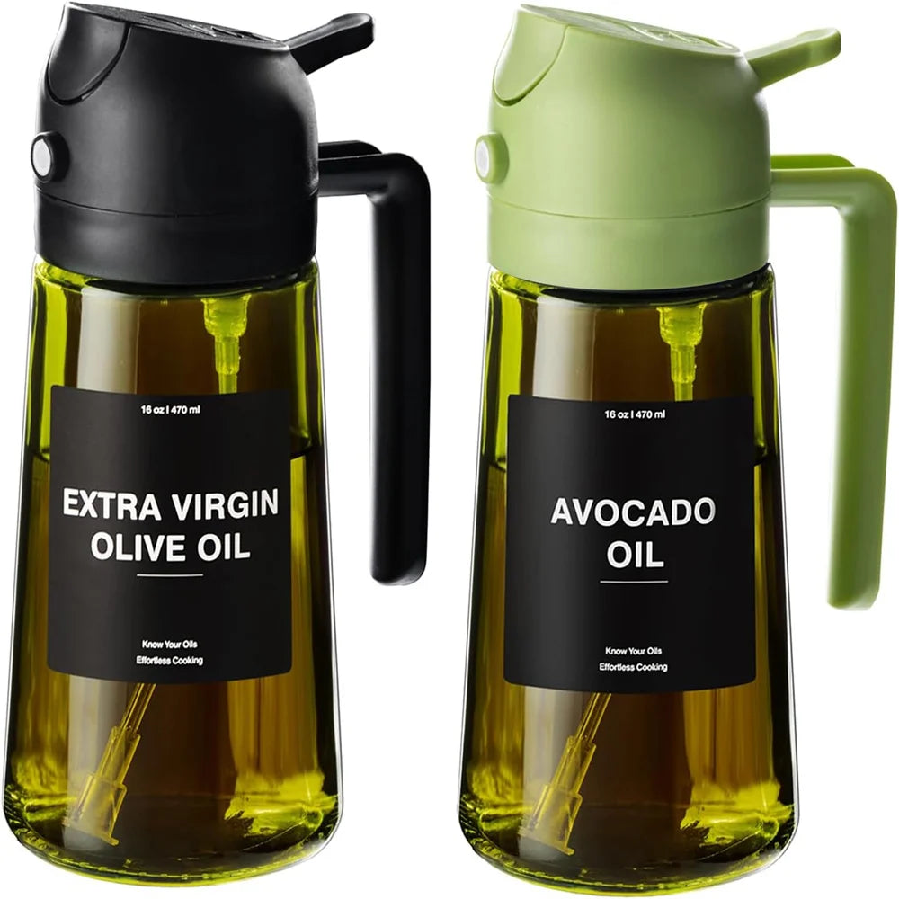 2-in-1 Oil Spray Dispenser Bottle | Glass Kitchen Gadget | Pour & Spray