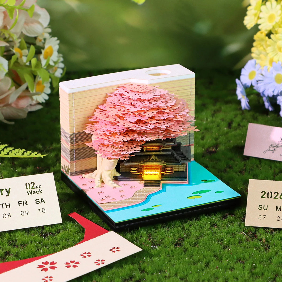 Illuminate Your Year with the Time Piece 2026 Desk Calendar - A Stunning 3D Memo Pad Gift with LED Light for Creative Inspiration