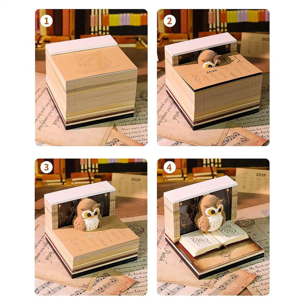 Elevate Your Space with the 2026 3D Owl Tear-Off Calendar - A Unique Memo Pad and Artistic Desk Decoration