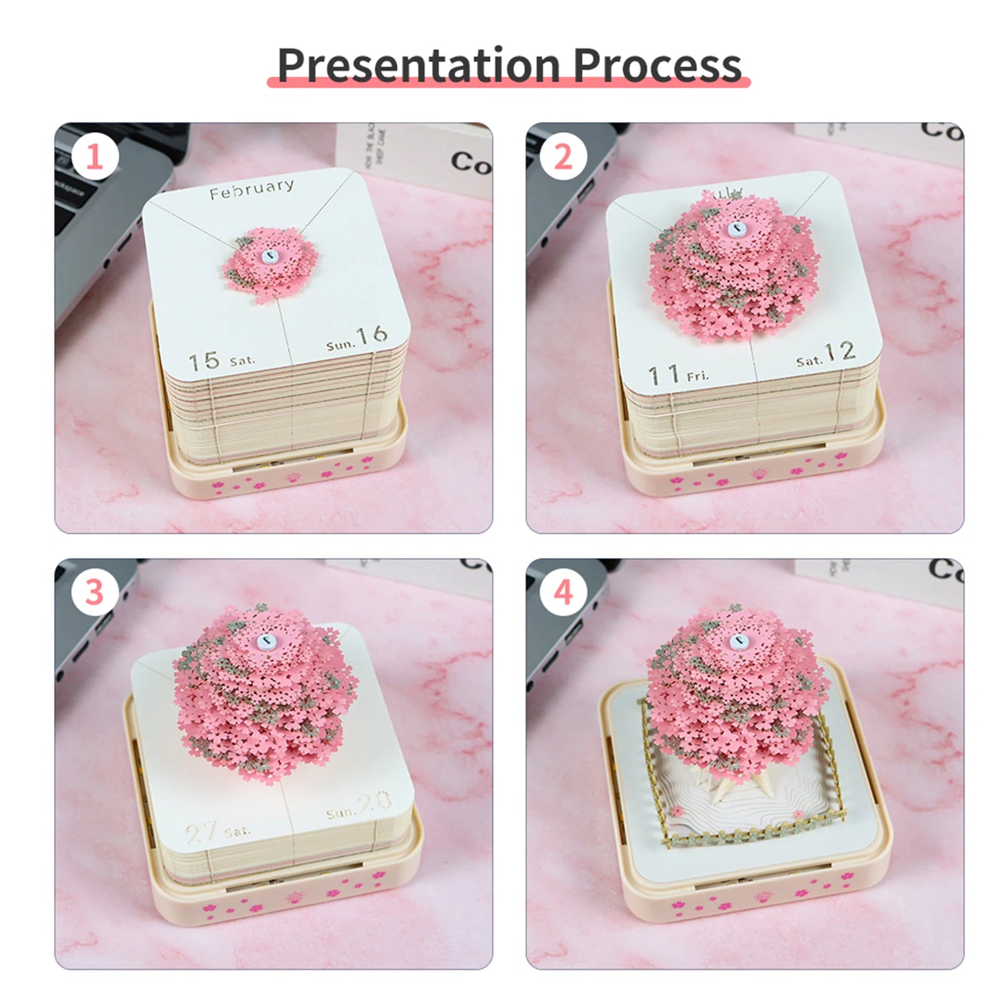 Illuminate Your Year with the Time Piece 2026 Desk Calendar - A Stunning 3D Memo Pad Gift with LED Light for Creative Inspiration