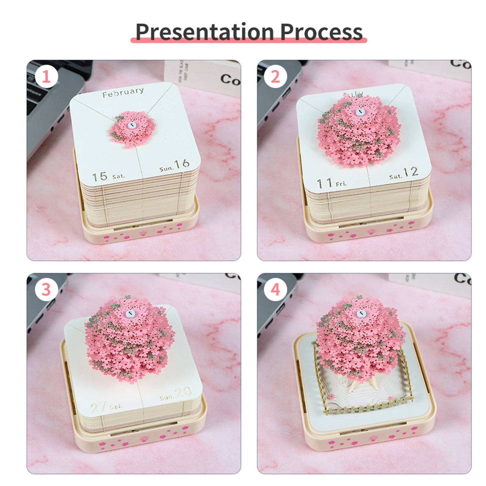 Illuminate Your Year with the Time Piece 2026 Desk Calendar - A Stunning 3D Memo Pad Gift with LED Light for Creative Inspiration