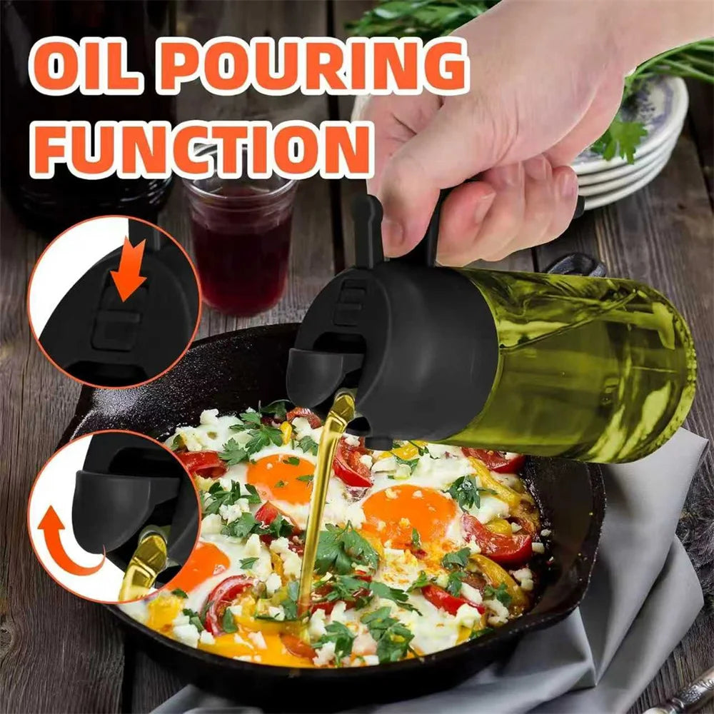 2-in-1 Oil Spray Dispenser Bottle | Glass Kitchen Gadget | Pour & Spray