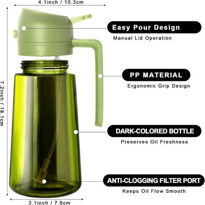 2-in-1 Oil Spray Dispenser Bottle | Glass Kitchen Gadget | Pour & Spray
