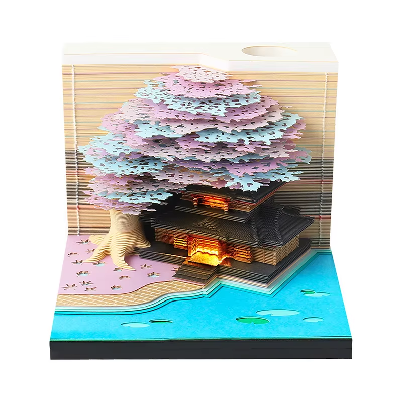 Elevate Your Workspace with the 2026 Sakura Treehouse 3D Memo Pad - Perfect Desktop Decor for Christmas and Birthdays!