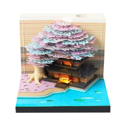 Elevate Your Workspace with the 2026 Sakura Treehouse 3D Memo Pad - Perfect Desktop Decor for Christmas and Birthdays!